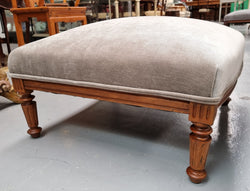 French Louis 16th Style Large Walnut Footstool With Light Upholstery | Antique & Vintage | Moonee Ponds Antiques | Australia Wide Delivery