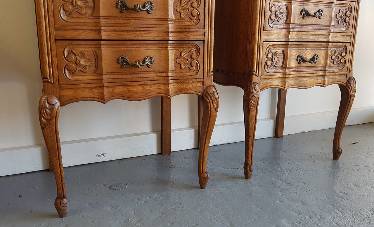 Pair Of French Provincial Oak Chest Bedsides | Antique & Vintage | Moonee Ponds Antiques | Australia Wide Delivery
