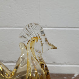 Murano style golden yellow glass bird bowl. In good original condition with no chips or cracks.