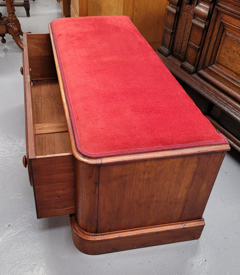 Victorian Cedar blanket box seat with lovely upholstery. This beautiful seat could be used in a bedroom in front of a bed or a hallway to store shoes and sit on when putting them on. It is in good original condition, please view photos as they help form part of the description.