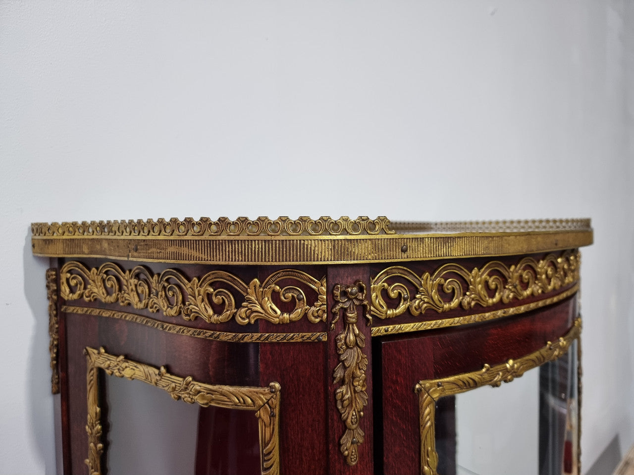 Louis XV Style Walnut Vitrine Display Cabinet With Attractive Ormolu Mounts | Antique & Vintage | Moonee Ponds Antiques | Australia Wide Delivery