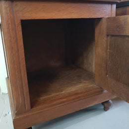 Pair of French Oak Marble Top Bedside Cabinets
