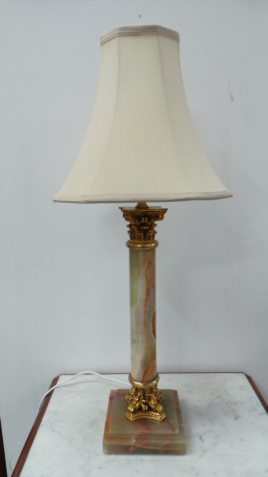 French Onyx Gilt Bronze Table Lamp