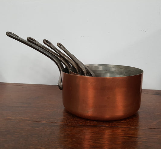 French Set of Five Antiques Copper Pans
