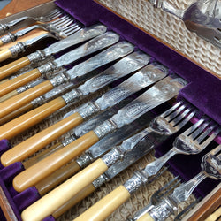 Edwardian Oak Cased Fish Service For 12 | Antique & Vintage | Moonee Ponds Antiques | Australia Wide Delivery