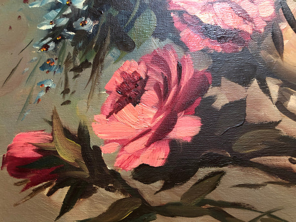 Beautiful French Framed Floral Oil On Canvas