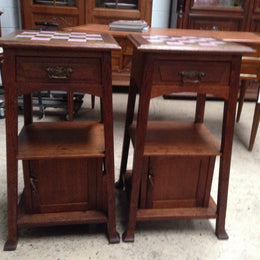 Pair Arts and Crafts Bedside Cabinets