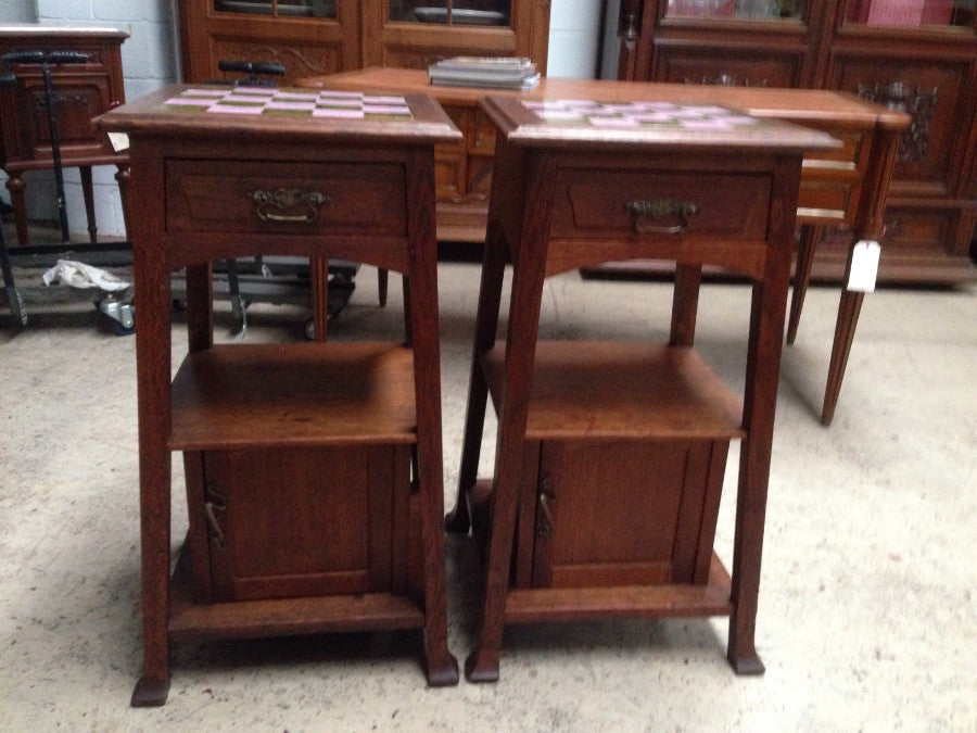 Pair Arts and Crafts Bedside Cabinets