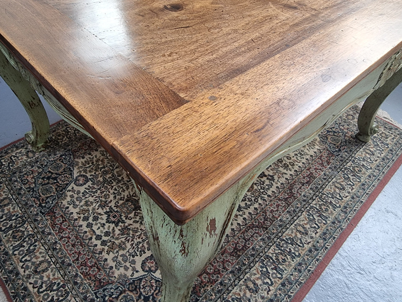 19th Century French Walnut Dining Table With Painted Base | Antique & Vintage | Moonee Ponds Antiques | Australia Wide Delivery
