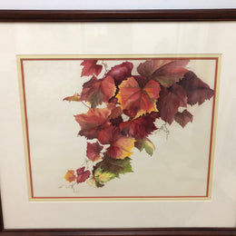 Beautiful Framed Autumn Leaves Watercolour