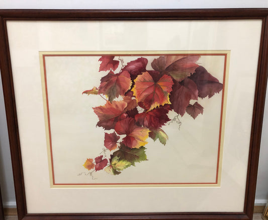 Beautiful Framed Autumn Leaves Watercolour
