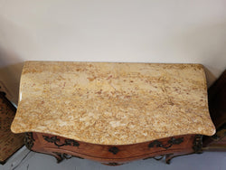 French Louis XV Style Marquetry Inlaid 2 Drawer Marble Top Commode | Antique & Vintage | Moonee Ponds Antiques | Australia Wide Delivery