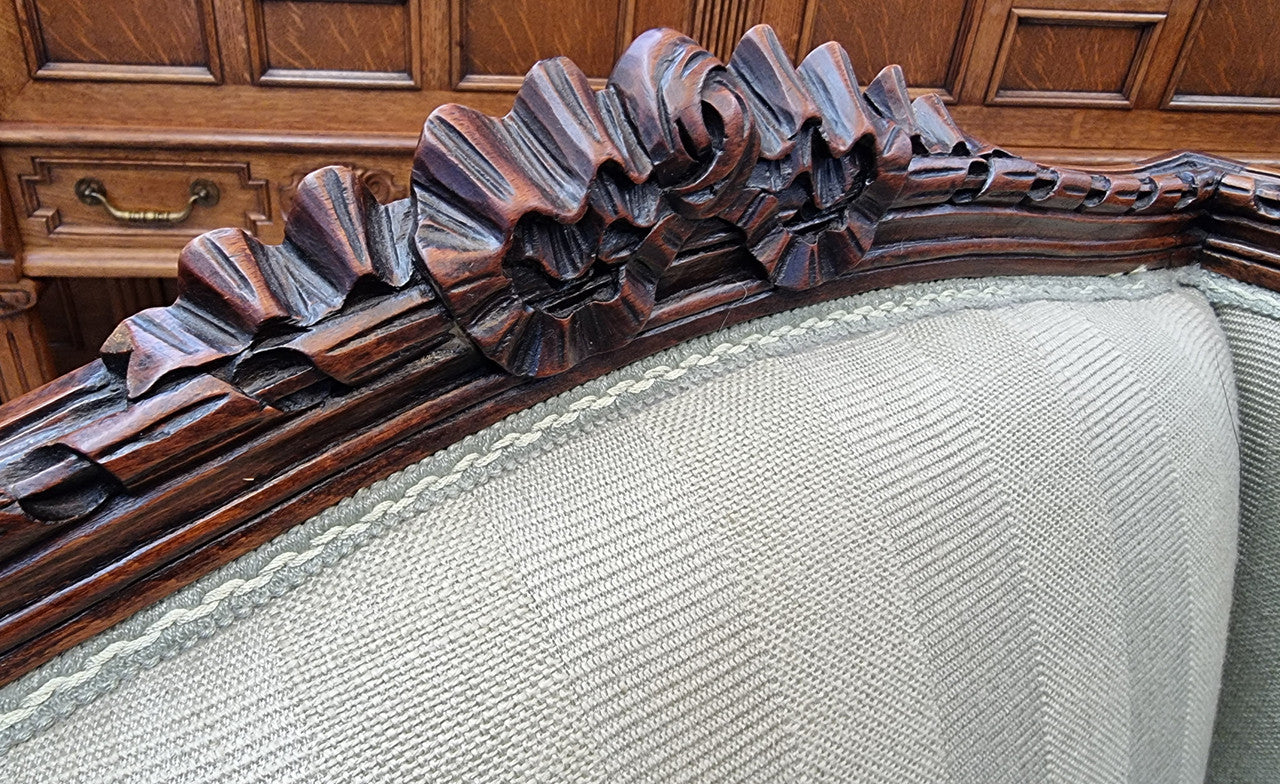 Beautifully Carved Louis XVI Walnut Upholstered Wingback Chair | Antique & Vintage | Moonee Ponds Antiques | Australia Wide Delivery