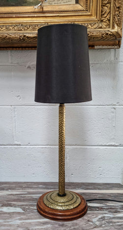Fabulous Arts & Crafts Beaten Brass & Wood Table Lamp | Antique & Vintage | Moonee Ponds Antiques | Australia Wide Delivery