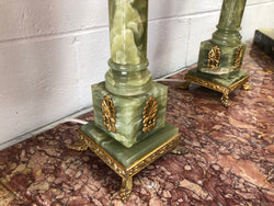 Pair Of French Onyx Lamps With Shades | Antique & Vintage | Moonee Ponds Antiques | Australia Wide Delivery