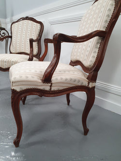 Pair Of Beautifully Carved Upholstered Fauteuils Chairs | Antique & Vintage | Moonee Ponds Antiques | Australia Wide Delivery