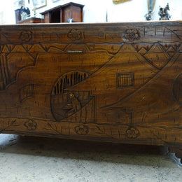 Carved Chinese Camphor Wood Trunk