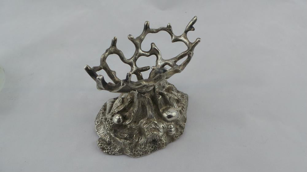 Victorian Etched Shell Glass Salts on Silver Stand | Antique & Vintage | Moonee Ponds Antiques | Australia Wide Delivery