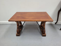 French Oak Spanish Style Stretcher Base Coffee Table | Antique & Vintage | Moonee Ponds Antiques | Australia Wide Delivery