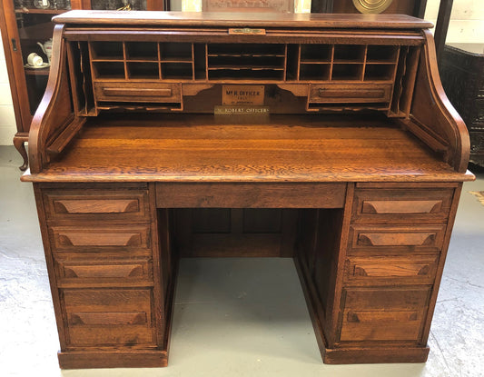 Fabulous American Oak Roll Top Desk