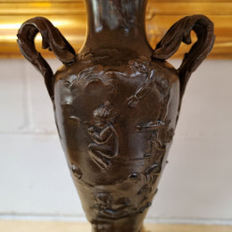 Pair of decorative Antique French gilt bronzed metal and marble table lamps. In good original detailed working condition.