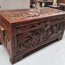 Impressive Carved Camphor Wood Chest