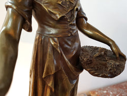 Rare French Bronze "Flower Seller" By Eugene Antoine Aizelin | Antique & Vintage | Moonee Ponds Antiques | Australia Wide Delivery