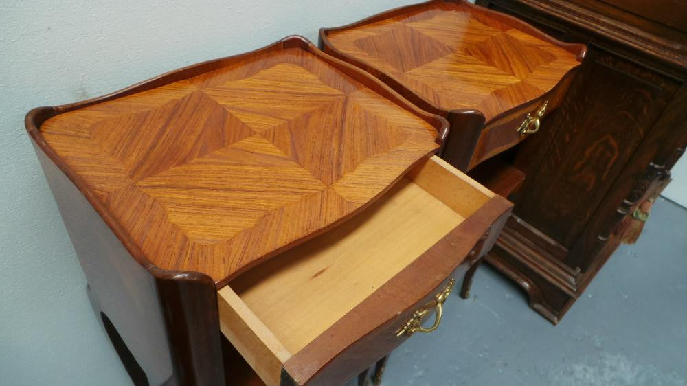 Pair of French Inlaid Bedsides Cabinets | Antique & Vintage | Moonee Ponds Antiques | Australia Wide Delivery