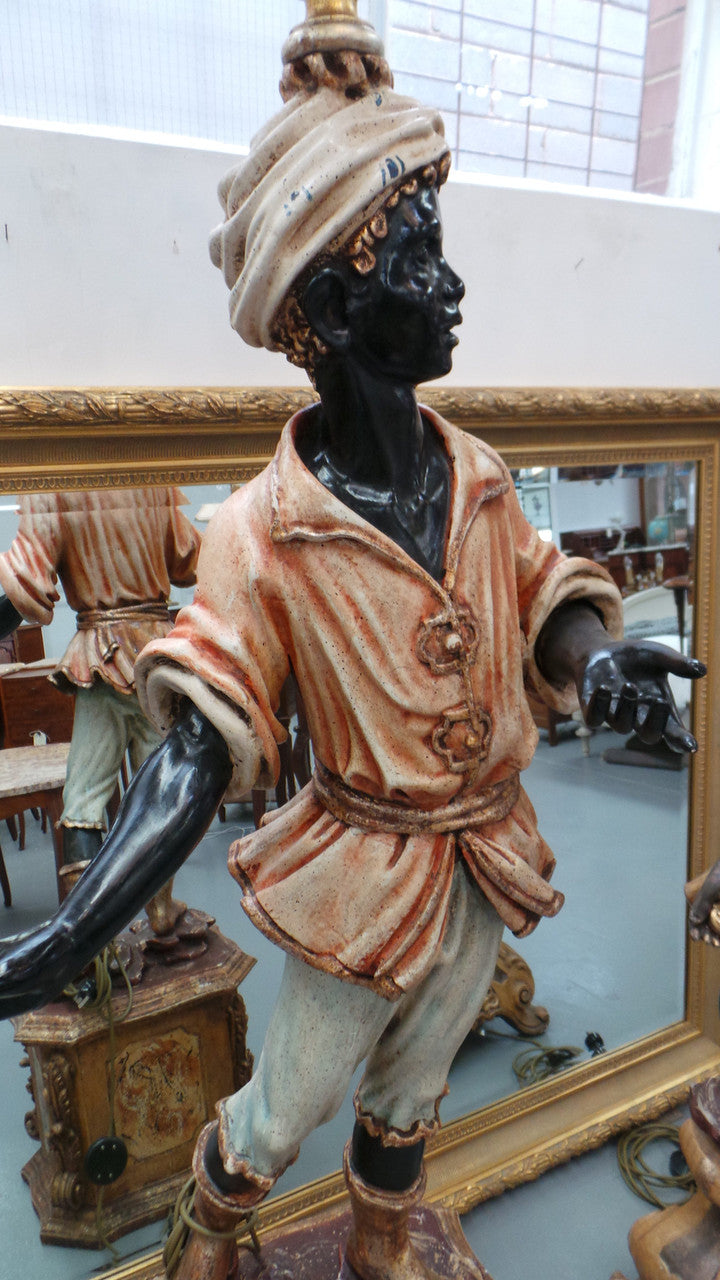 Striking 19th Century Antique Blackamoor Floor Lamp