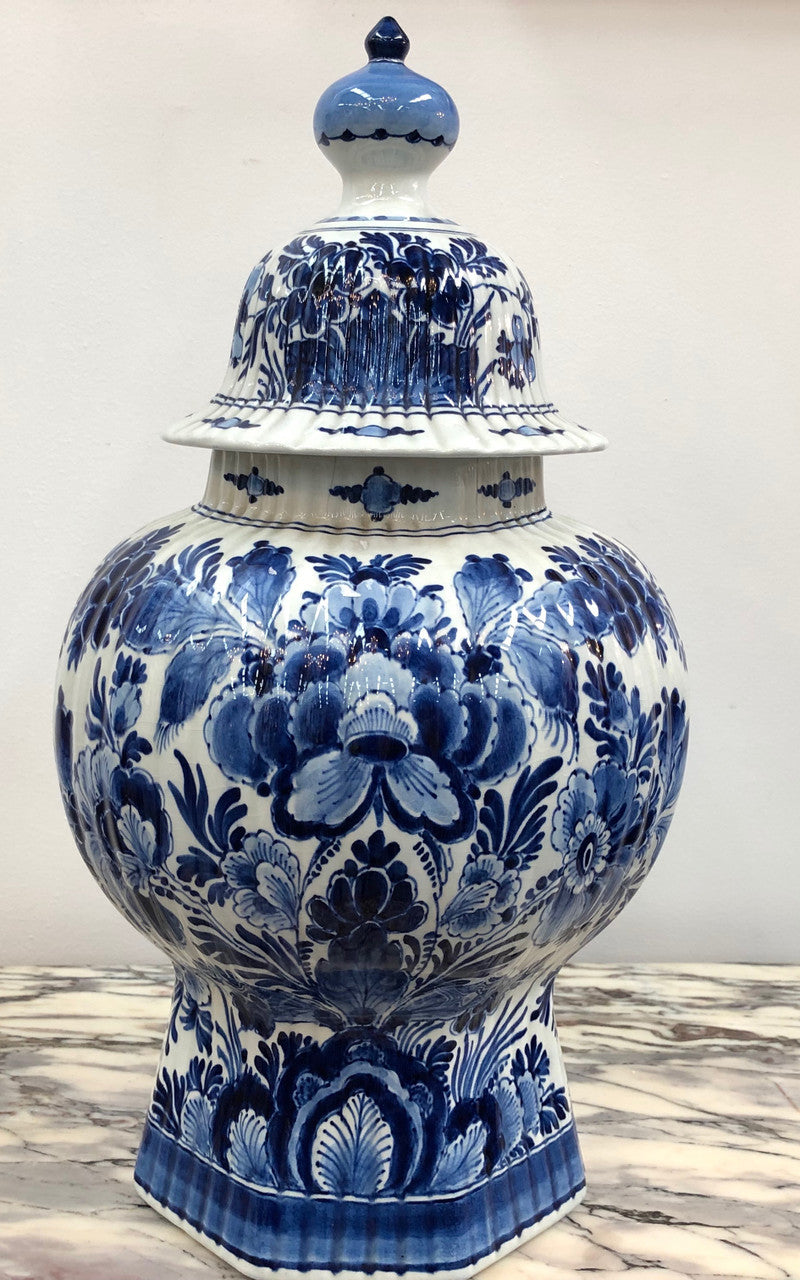 Antique blue Delftware lidded vase | Antique & Vintage | Moonee Ponds Antiques | Australia Wide Delivery