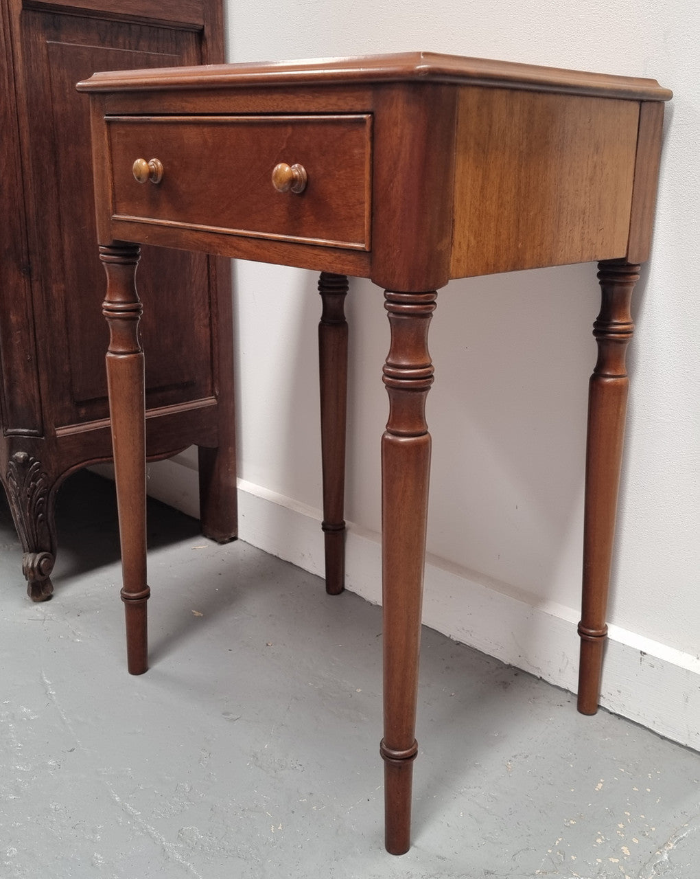 Single Mahogany One Drawer Bedside