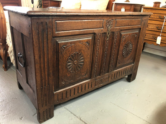 Early 18th century Antique French Oak coffee with beautiful original patina. In good original detailed condition.
