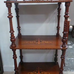 A Beautiful Victorian English Inlaid And Detailed Carved Whatnot