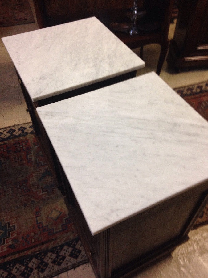 Pair French Oak Marble Top Bedsides | Antique & Vintage | Moonee Ponds Antiques | Australia Wide Delivery