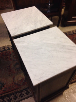 Pair French Oak Marble Top Bedsides | Antique & Vintage | Moonee Ponds Antiques | Australia Wide Delivery