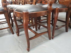 Set of 10 French Ladder Back Dining Chairs With Leather Seat | Antique & Vintage | Moonee Ponds Antiques | Australia Wide Delivery
