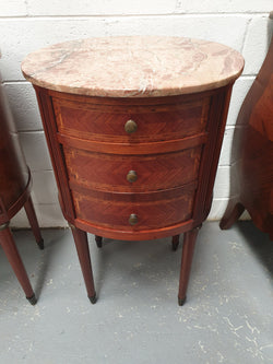 Rare Pair Of Oval Louis XVI Style Inlaid Bedside Drawers | Antique & Vintage | Moonee Ponds Antiques | Australia Wide Delivery