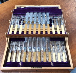 Edwardian Oak Cased Fish Service For 12 | Antique & Vintage | Moonee Ponds Antiques | Australia Wide Delivery
