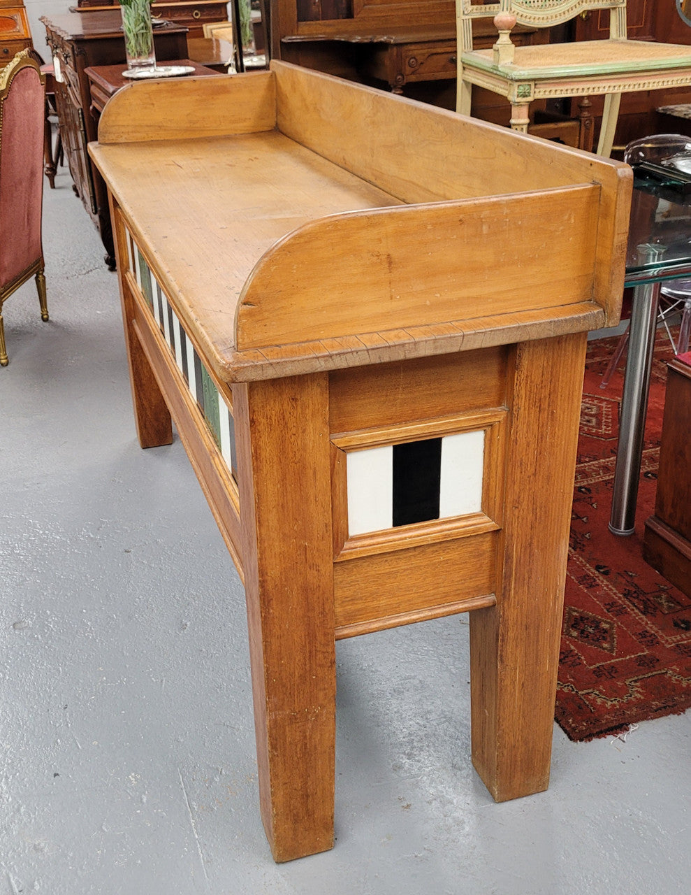 Australian Kauri Pine Preparation Bench Decorated With Original Tiles | Antique & Vintage | Moonee Ponds Antiques | Australia Wide Delivery