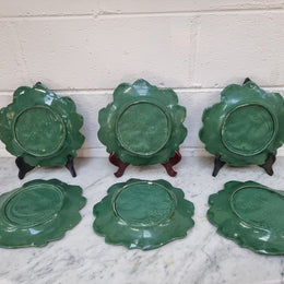 Set of 6 Victorian majolica grape vine plates. No markings – European. In very good original condition. $265 the set of six. 22.5cm Diam