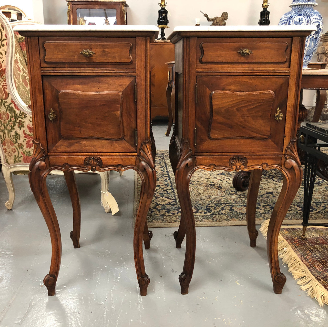 Beautiful pair of French walnut Bedside cabinets | Antique & Vintage | Moonee Ponds Antiques | Australia Wide Delivery