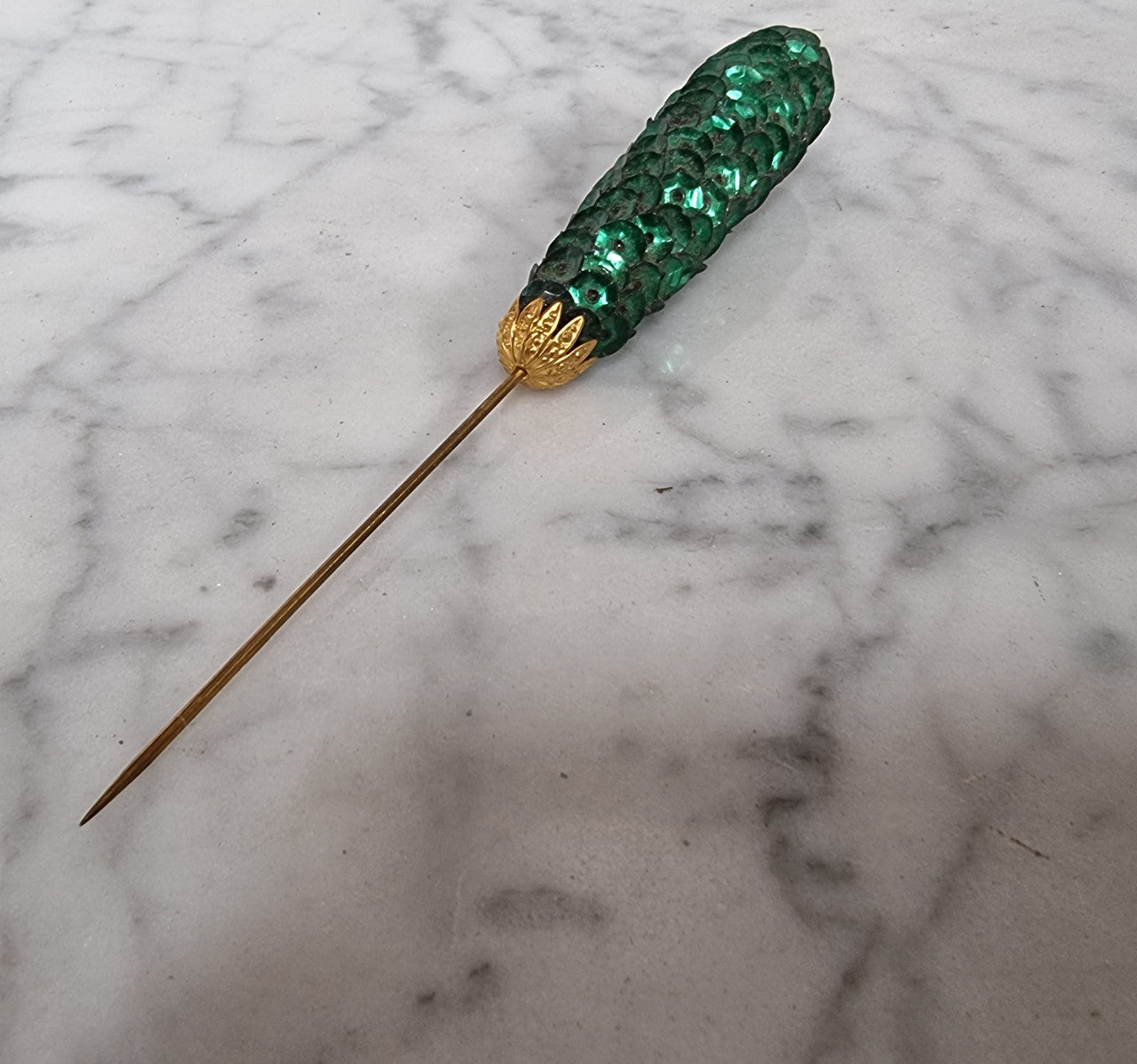 Art Deco Green Hat Pin