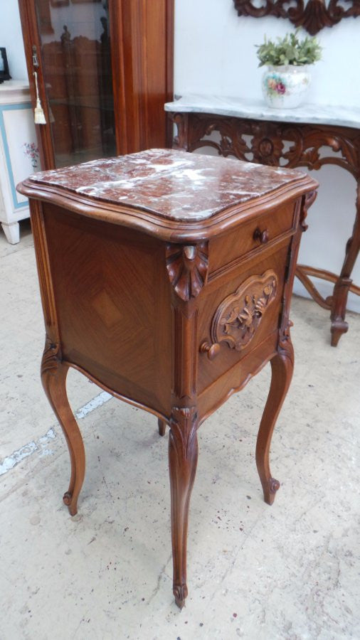 French Walnut Single Bedside Cabinet