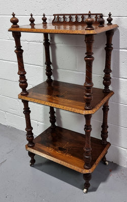 Victorian Beautifully Inlaid Walnut Three Shelf What-Not | Antique & Vintage | Moonee Ponds Antiques | Australia Wide Delivery