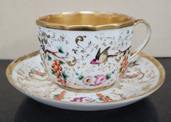“Old Paris Porcelain” Large Cup & Saucer Beautifully Decorated with Birds | Antique & Vintage | Moonee Ponds Antiques | Australia Wide Delivery