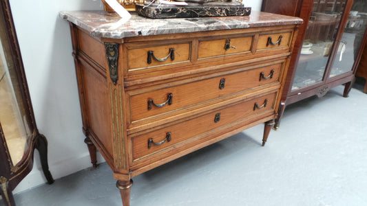 A Fabulous Continental 19th Century Walnut Three Drawer Commode