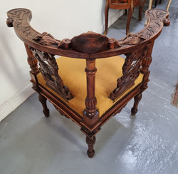 Beautifully Carved French Walnut Corner Chair With Upholstered Seat | Antique & Vintage | Moonee Ponds Antiques | Australia Wide Delivery