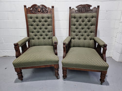 Pair of Edwardian Button Back Walnut Armchairs | Antique & Vintage | Moonee Ponds Antiques | Australia Wide Delivery