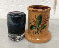 Antique Hand-Painted Treen Inkwell | Antique & Vintage | Moonee Ponds Antiques | Australia Wide Delivery