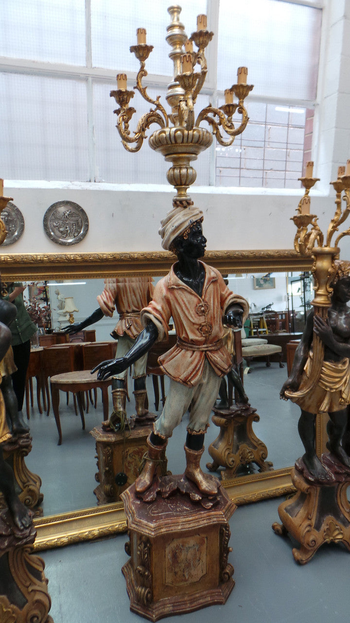 Striking 19th Century Antique Blackamoor Floor Lamp